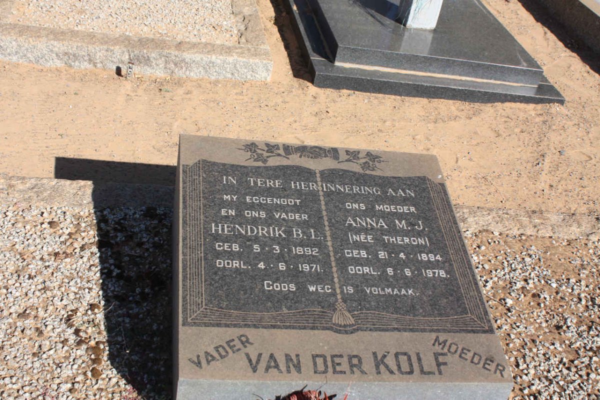 KOLF Hendrik B.L., van der 1892-1971 &amp; Anna M.J. THERON 1894-1978