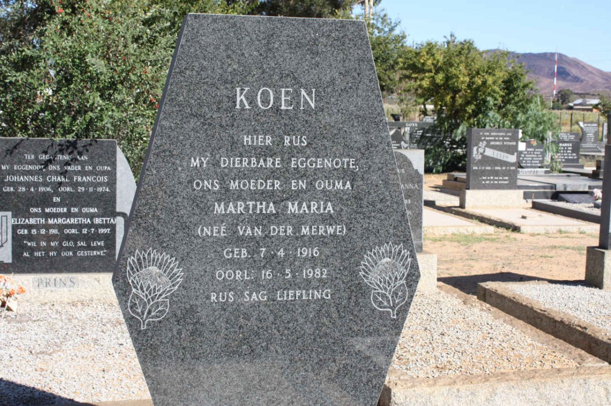 KOEN Martha Maria nee VAN DER MERWE 1916-1982