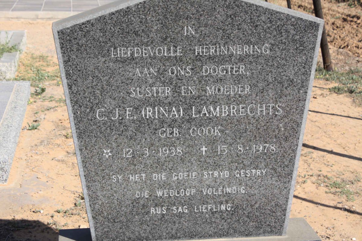 LAMPRECHTS C.J.E. nee COOK 1938-1978
