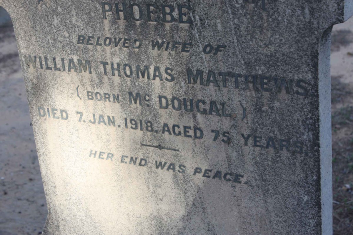 MATTHEWS Phoebe nee McDOUGAL  -1918