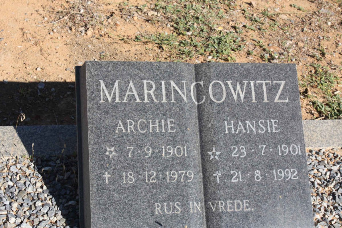 MARINCOWITZ Archie 1901-1979 &amp; Hansie 1901-1992