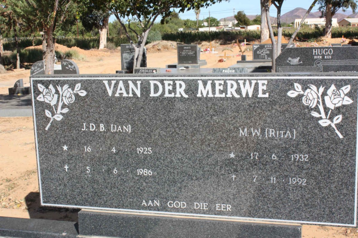 MERWE J.D.B., van der 1925-1986 &amp; M.W. 1932-1992