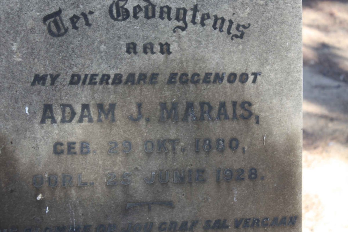 MARAIS Adam J. 1880-1928