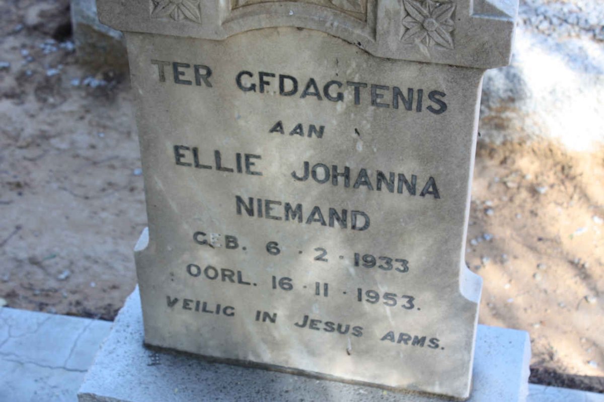 NIEMAND Ellie Johanna 1933-1953