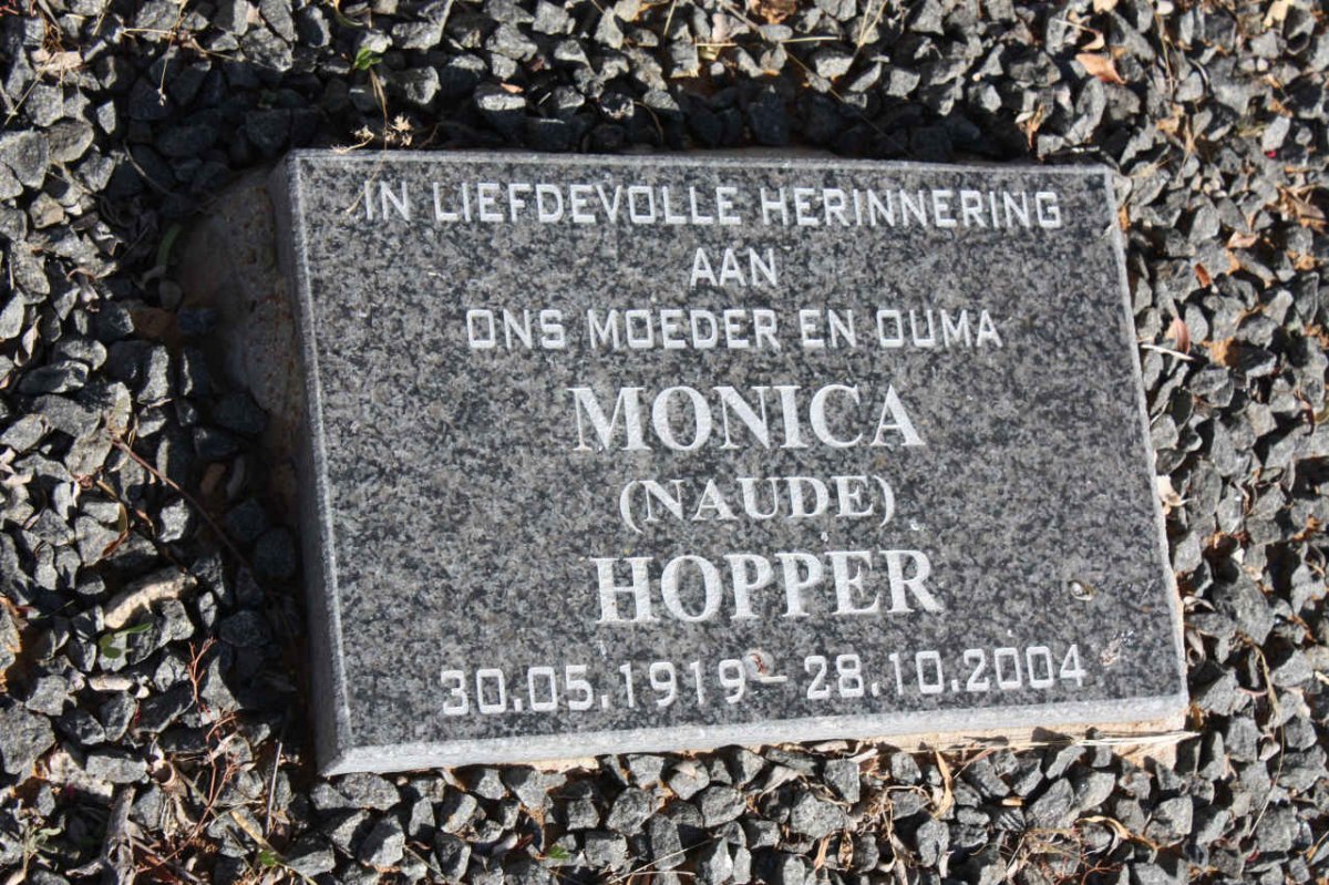 HOPPER Monica formerly NAUDE 1919-2004