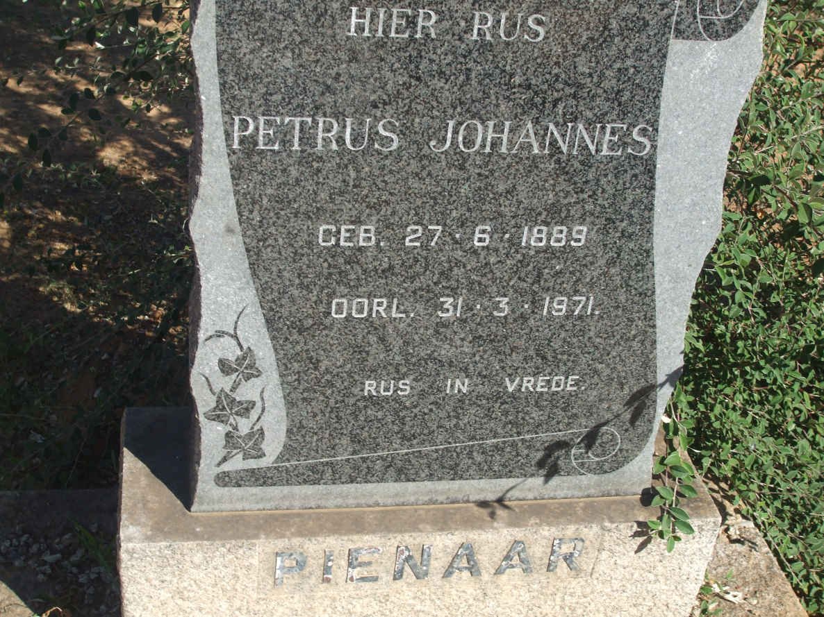 PIENAAR Petrus Johannes 1889-1971