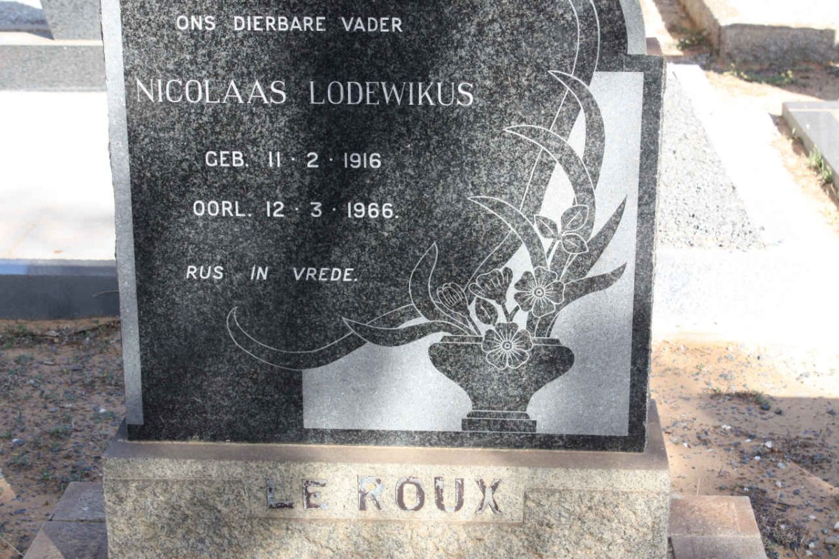 ROUX Nicolaas Lodewikus, le 1916-1966