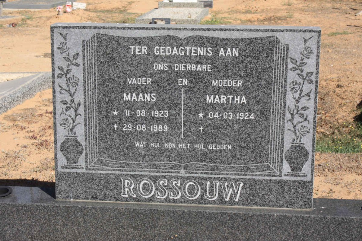ROSSOUW Maans 1923-1989 &amp; Martha 1924-