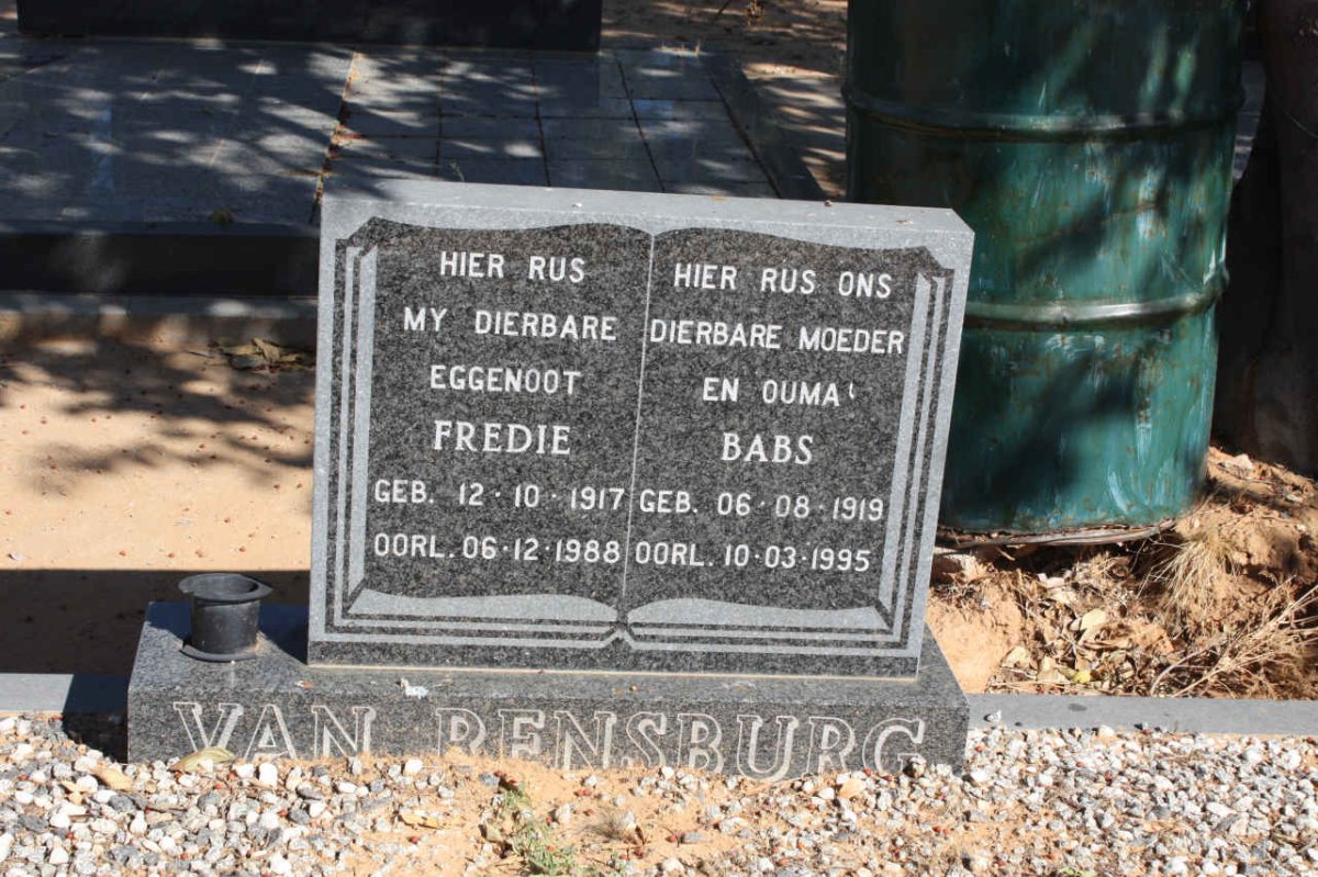 RENSBURG Fredie, van 1917-1988 &amp; Babs 1919-1995