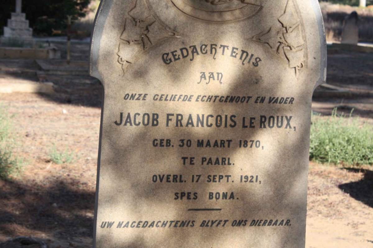 ROUX Jacob Francois, le 1870-1921