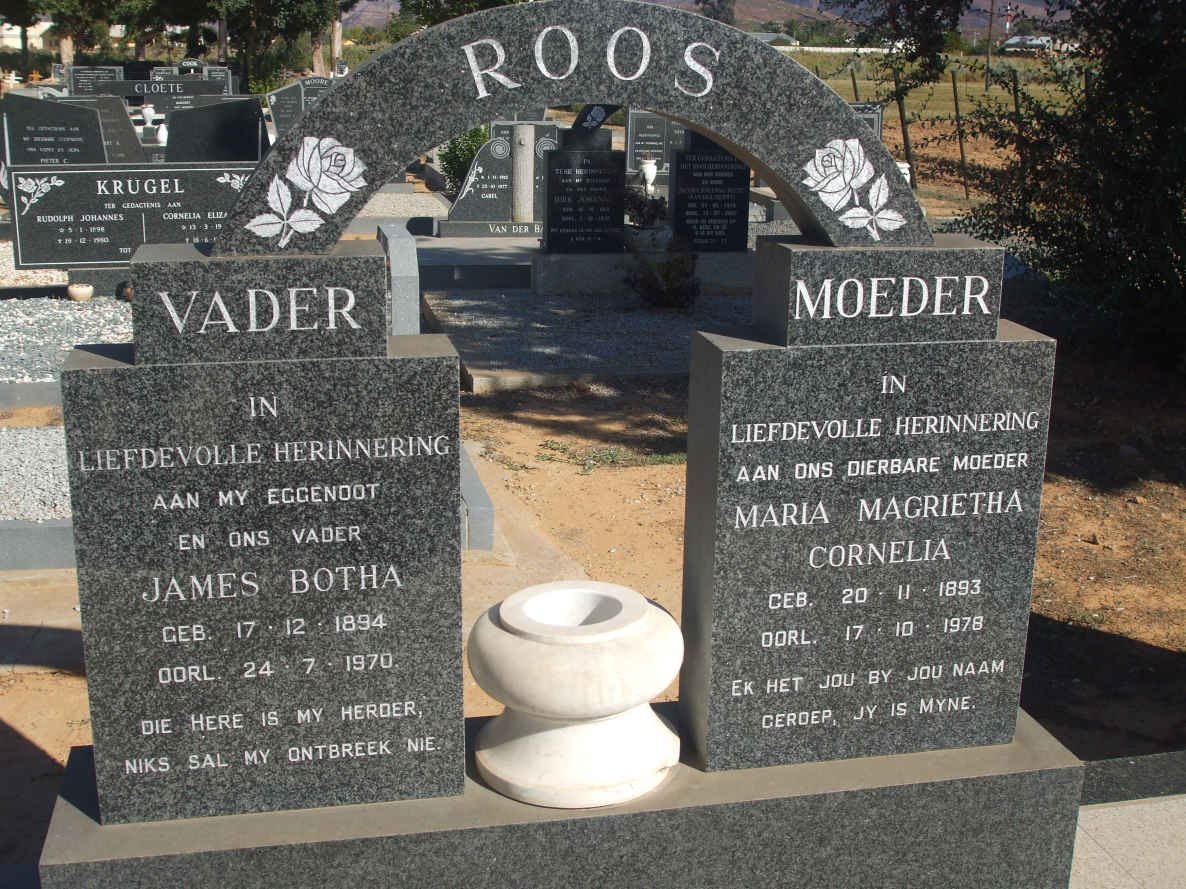 ROOS James Botha 1894-1970 &amp; Maria Margrietha Cornelia 1892-1978