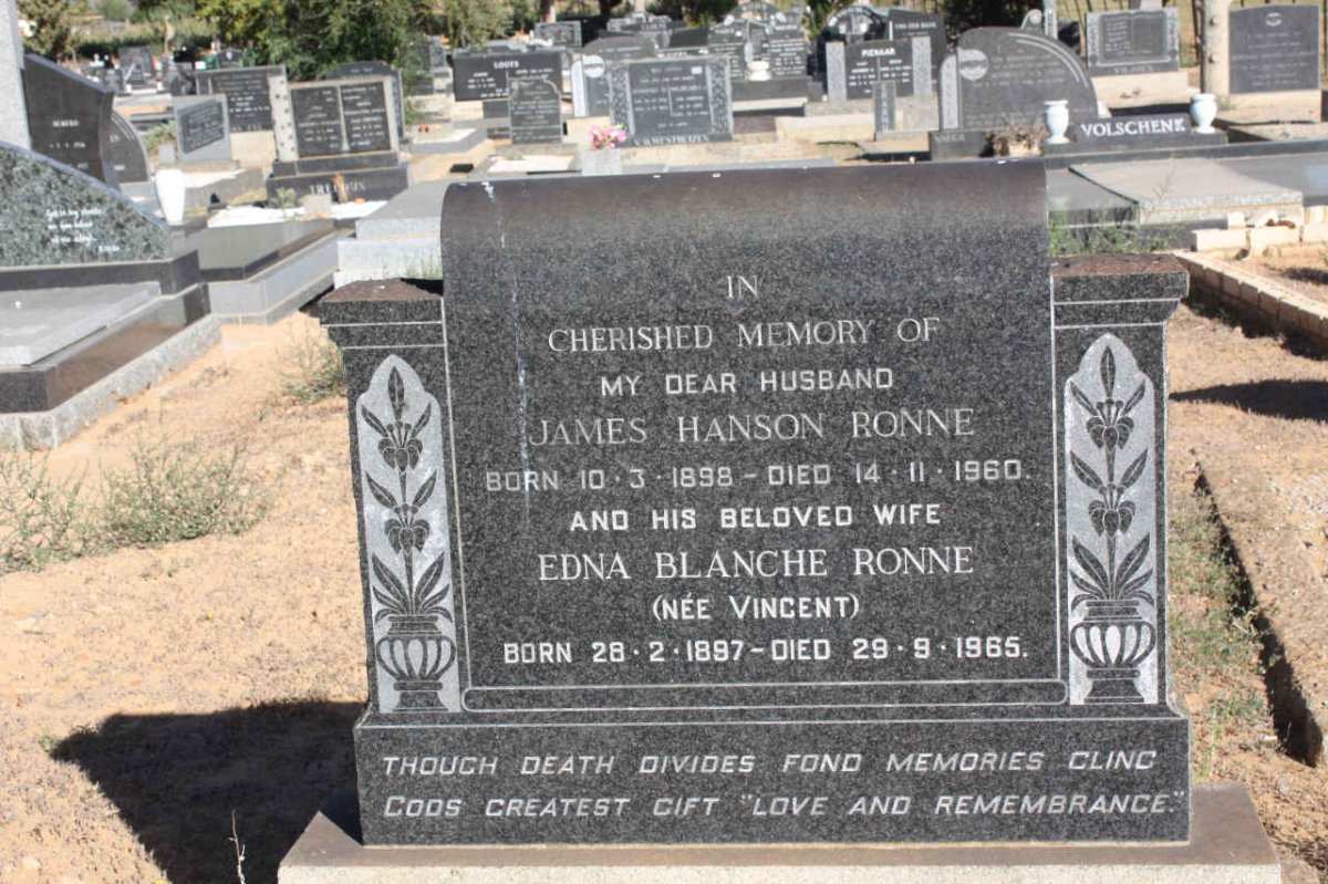 RONNE James Hanson 1898-1960 &amp; Edna Blanche VINCENT 1897-1965