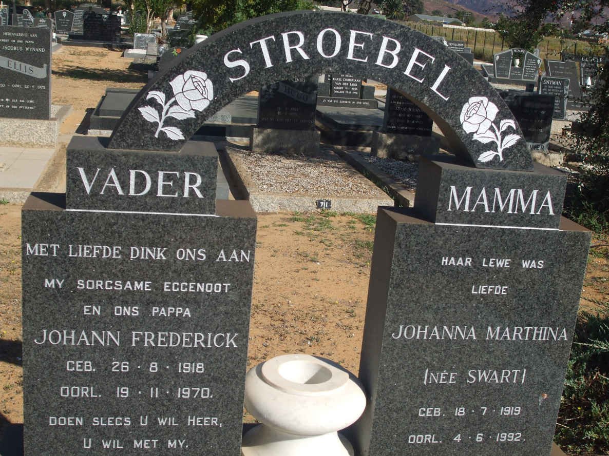 STROEBEL Johann Frederick 1918-1970 &amp; Johanna Marthina SWART 1919-1992