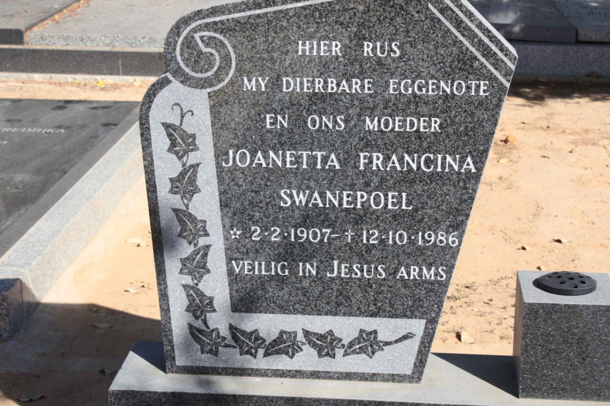 SWANEPOEL Joanetta Francina 1907-1986