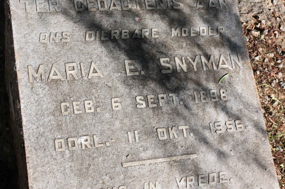 SNYMAN Maria E. 1898-1956