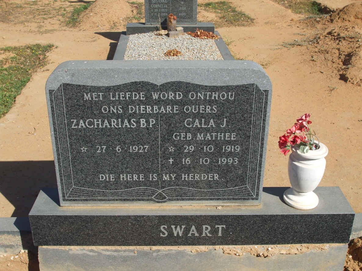 SWART Zacharias B.P. 1927-     &amp; Cala J. MATHEE 1919-1993           