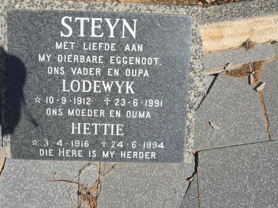 STEYN Lodewyk 1912-1991 &amp; Hettie 1916-1994