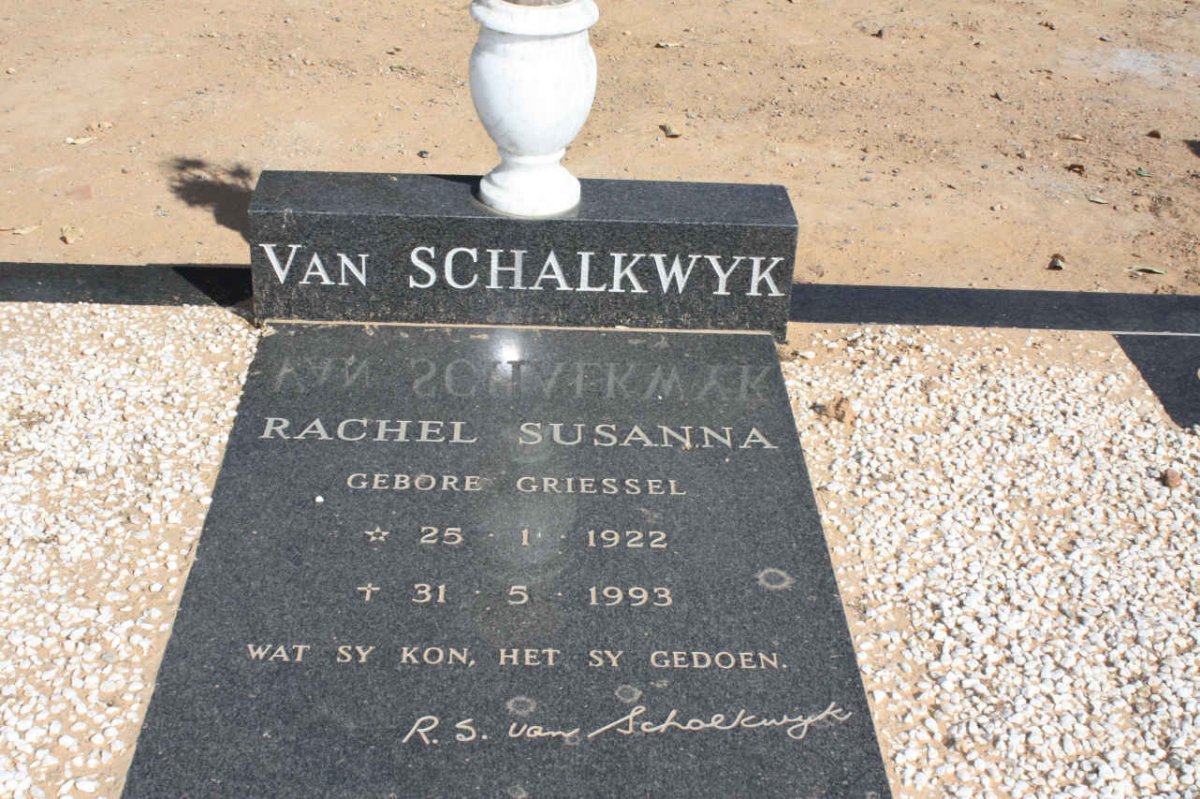 SCHALKWYK Rachel Susanna, van nee GRIESSEL 1922-1993