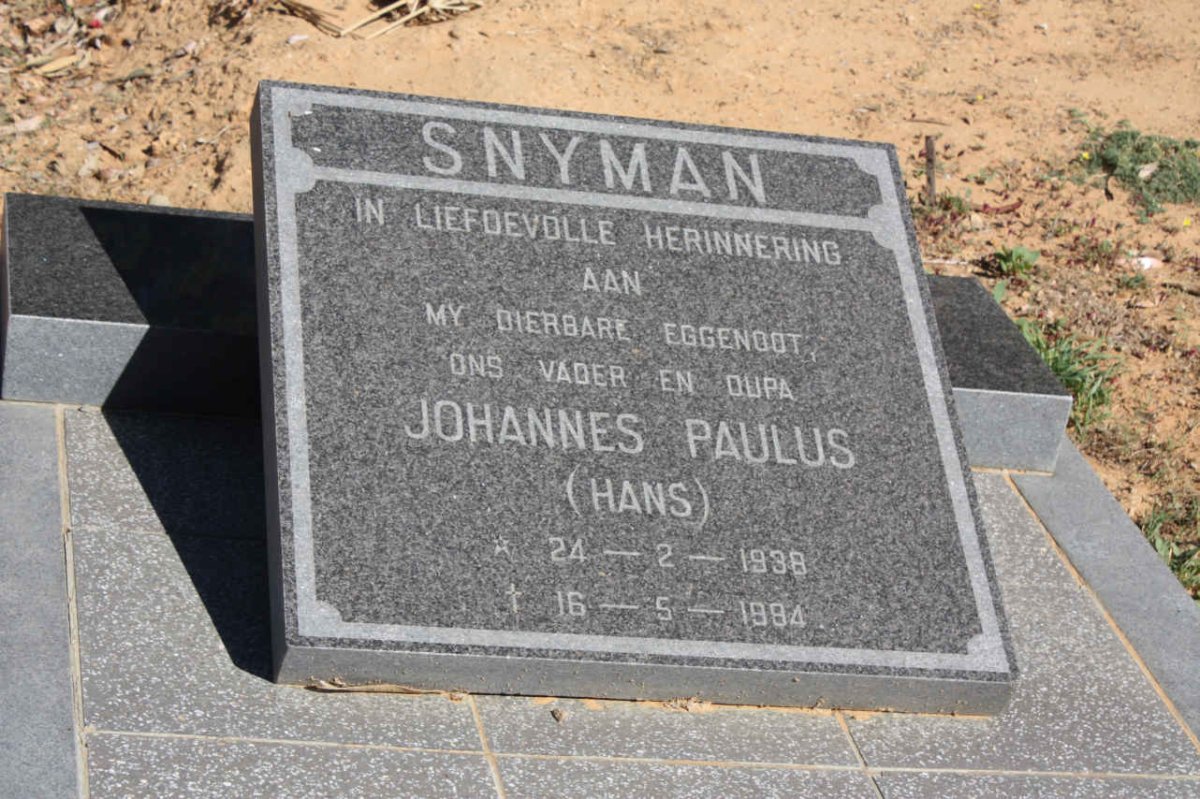 SNYMAN Johannes Paulus 1938-1984