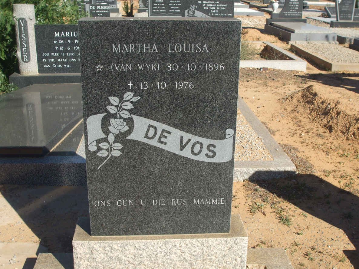 VOS Martha Louisa, de nee VAN WYK 1896-1976