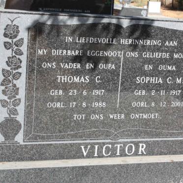 VICTOR Thomas C. 1917-1988 &amp; Sophia C.M. 1917-2001