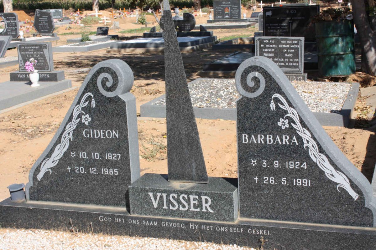 VISSER Gideon 1927-1985 &amp; Barbara 1924-1991
