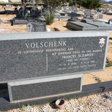 VOLSCHENK Frances Elizabeth nee du PLESSIS 1944-1981