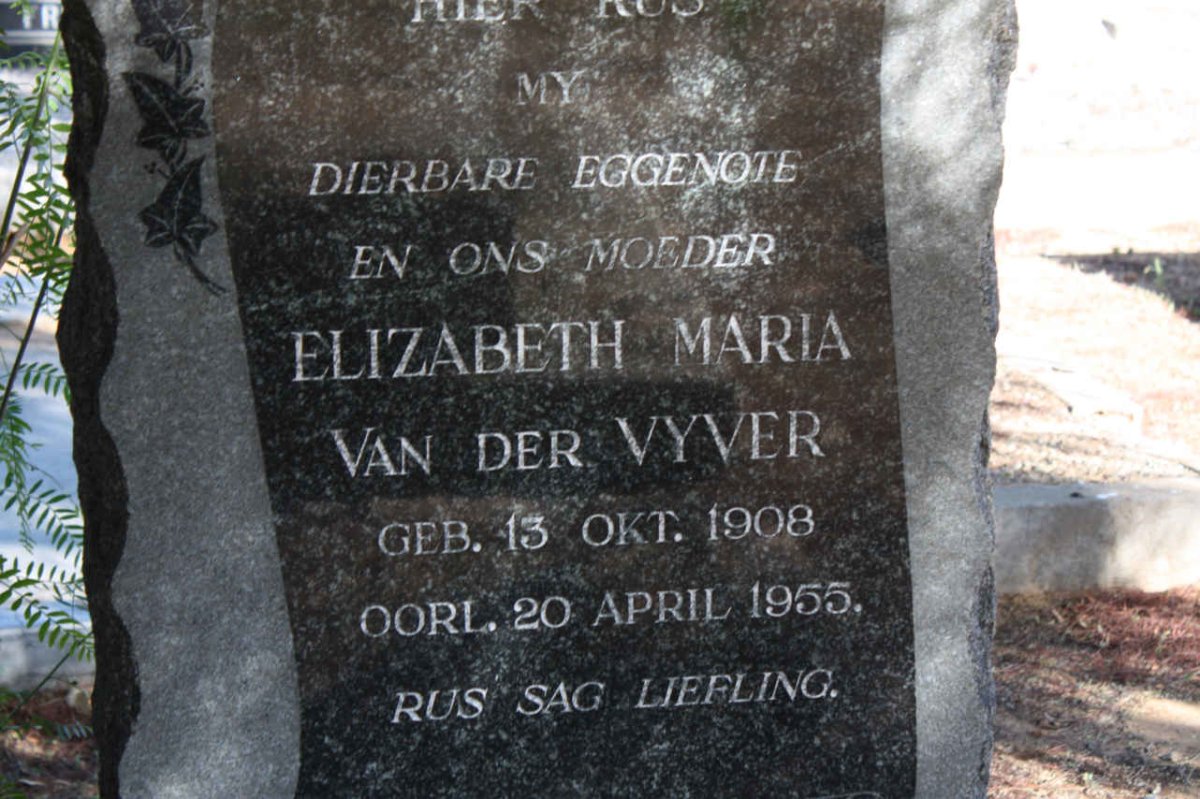 VYVER Elizabeth Maria, van der 1908-1955 