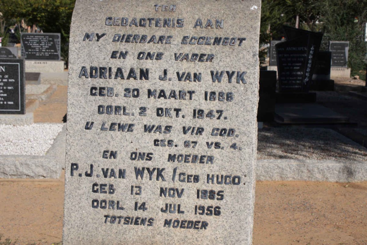 WYK Adriaan J., van 1886-1947 &amp; P.J. HUGO 1885-1956
