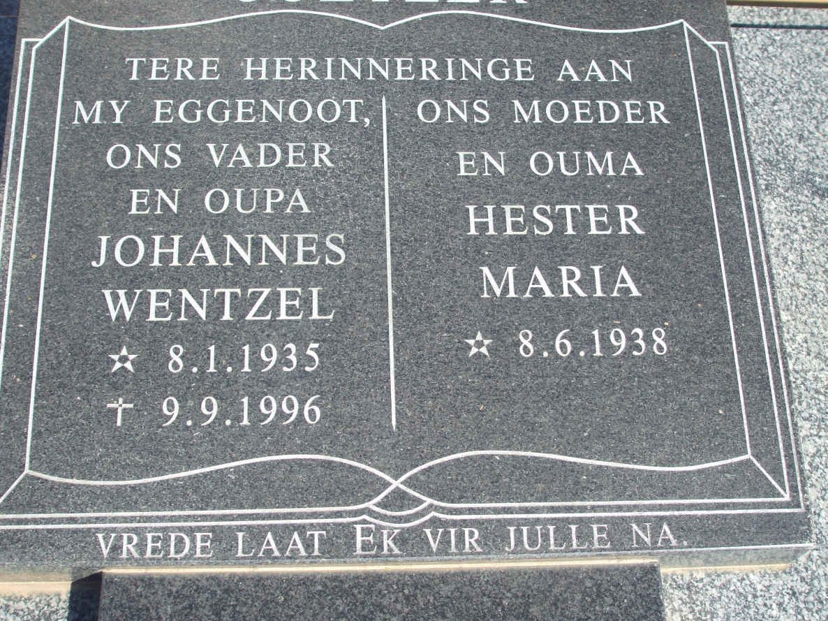 WENTZEL Johannes 1935-1996 &amp; Hester Maria 1938-