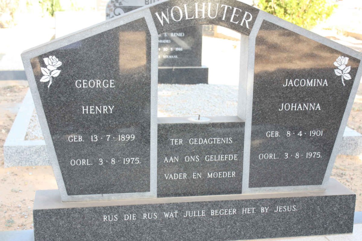 WOLHUTER George Henry 1899-1975 &amp; Jacomina Johanna 1901-1975