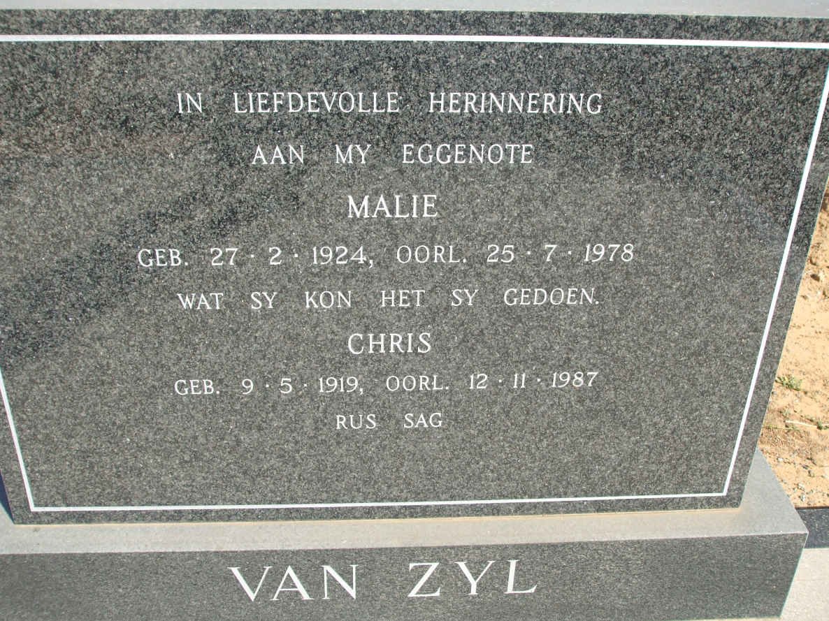 ZYL Chris, van 1919-1987 &amp; Malie 1924-1978
