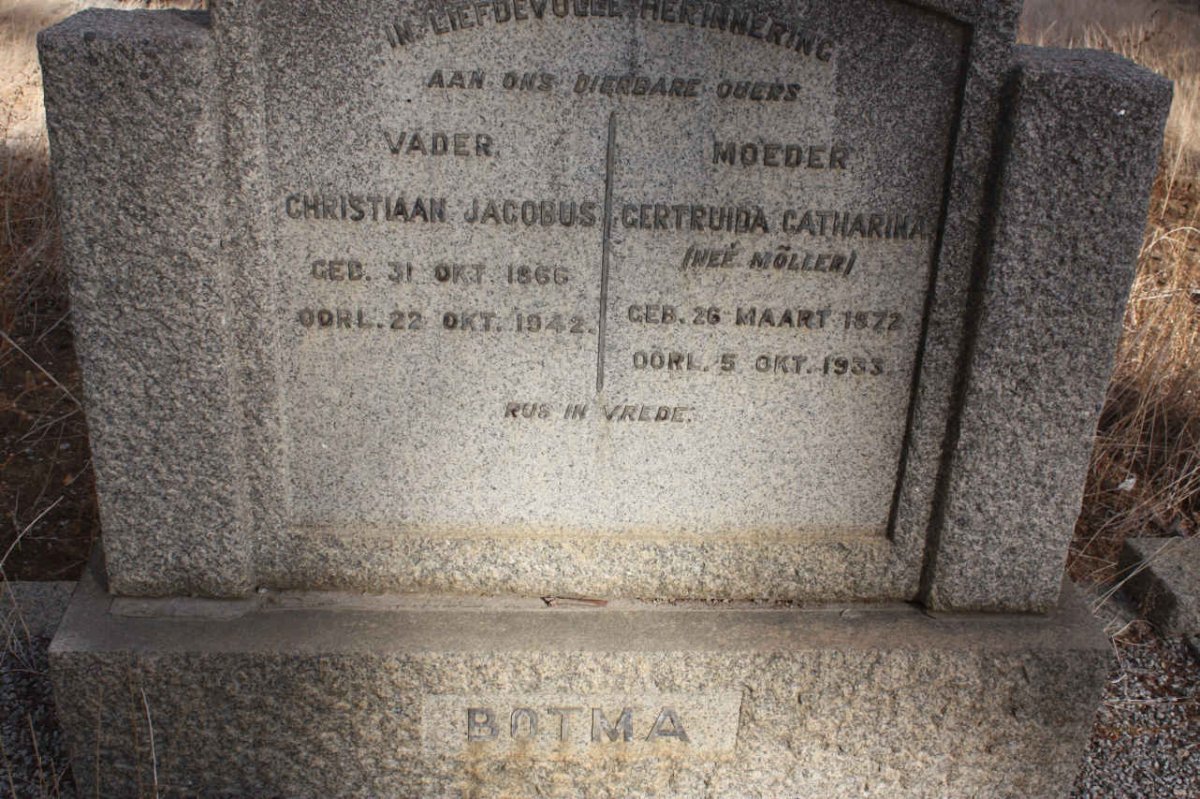 BOTMA Christiaan Jacobus 1866-1942 &amp; Gertruida Catharina MOLLER 1872-1933