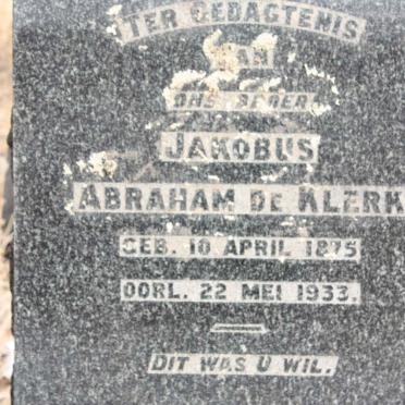 KLERK Jakobus Abraham, de 1875-1933