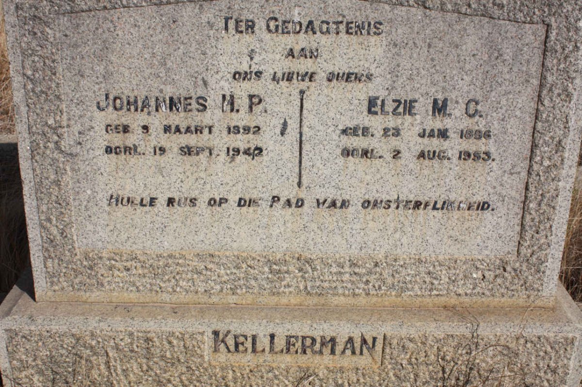 KELLERMAN Johannes H.P. 1892-1942 &amp; Elzie M.C. 1896-1953