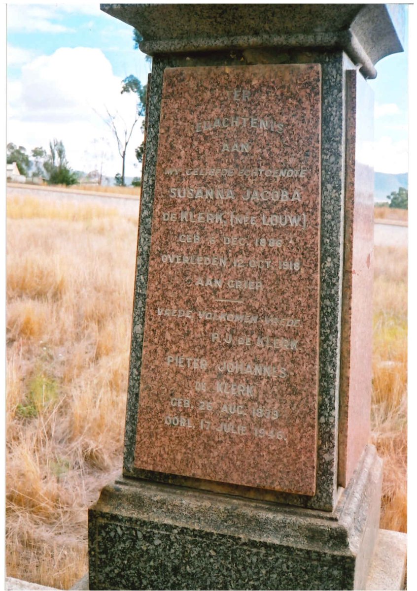 KLERK Pieter Johannes, de 1879-1946 &amp; Susanna Jacoba LOUW 1886-1918