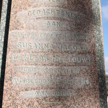 KLERK Susanna Jacoba, de nee LOUW 1886-1918