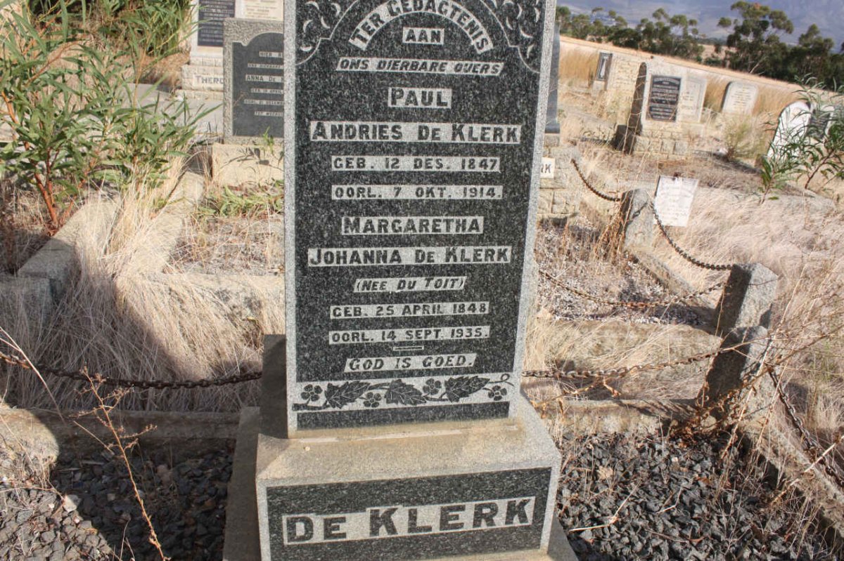 KLERK Paul Andries, de 1847-1914 &amp; Margaretha Johanna DU TOIT 1848-1935
