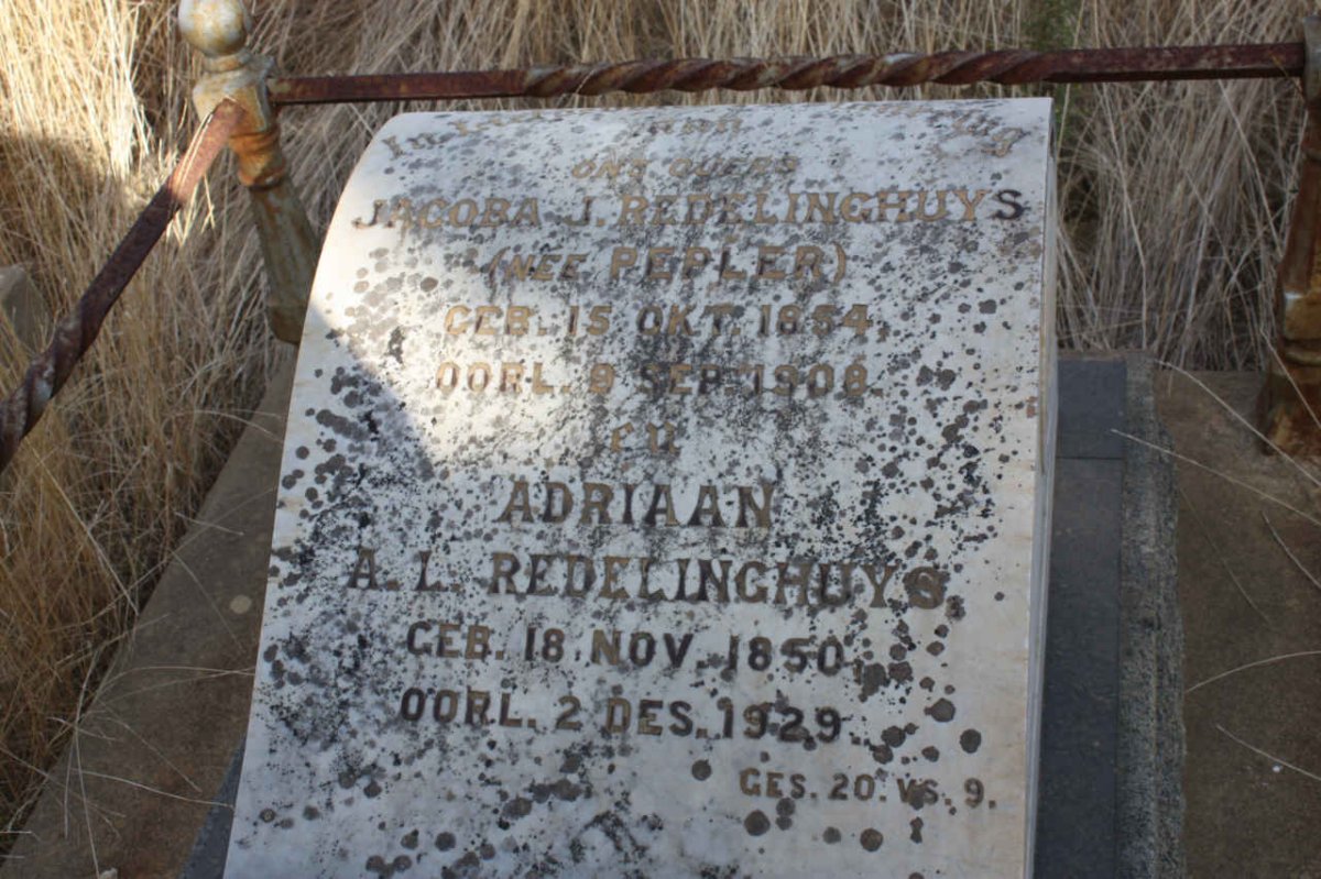 REDELINGHUYS Adriaan A.L. 1850-1929 &amp; Jacoba J. PEPLER 1854-1908