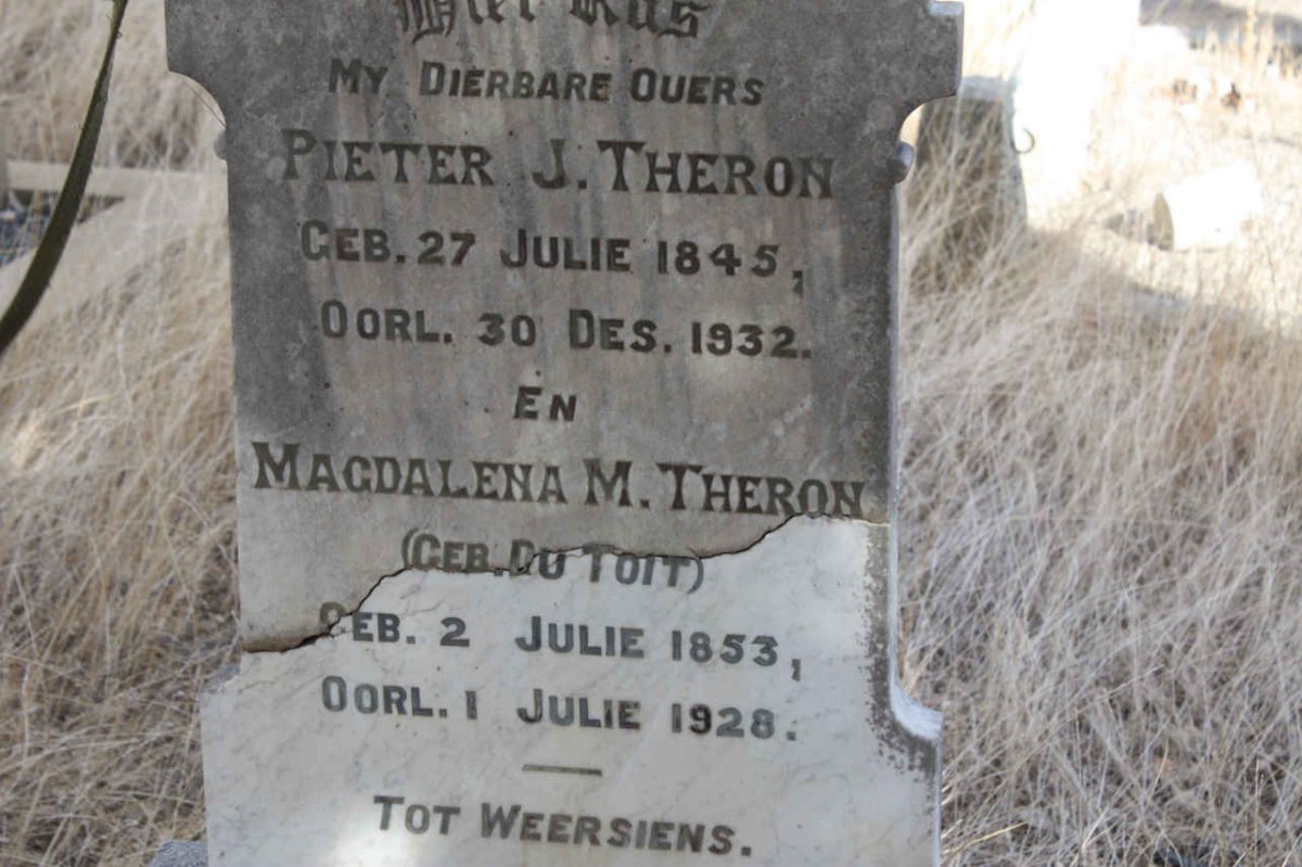 THERON Pieter J. 1845-1932 &amp; Magdalena M. DU TOIT 1853-1928