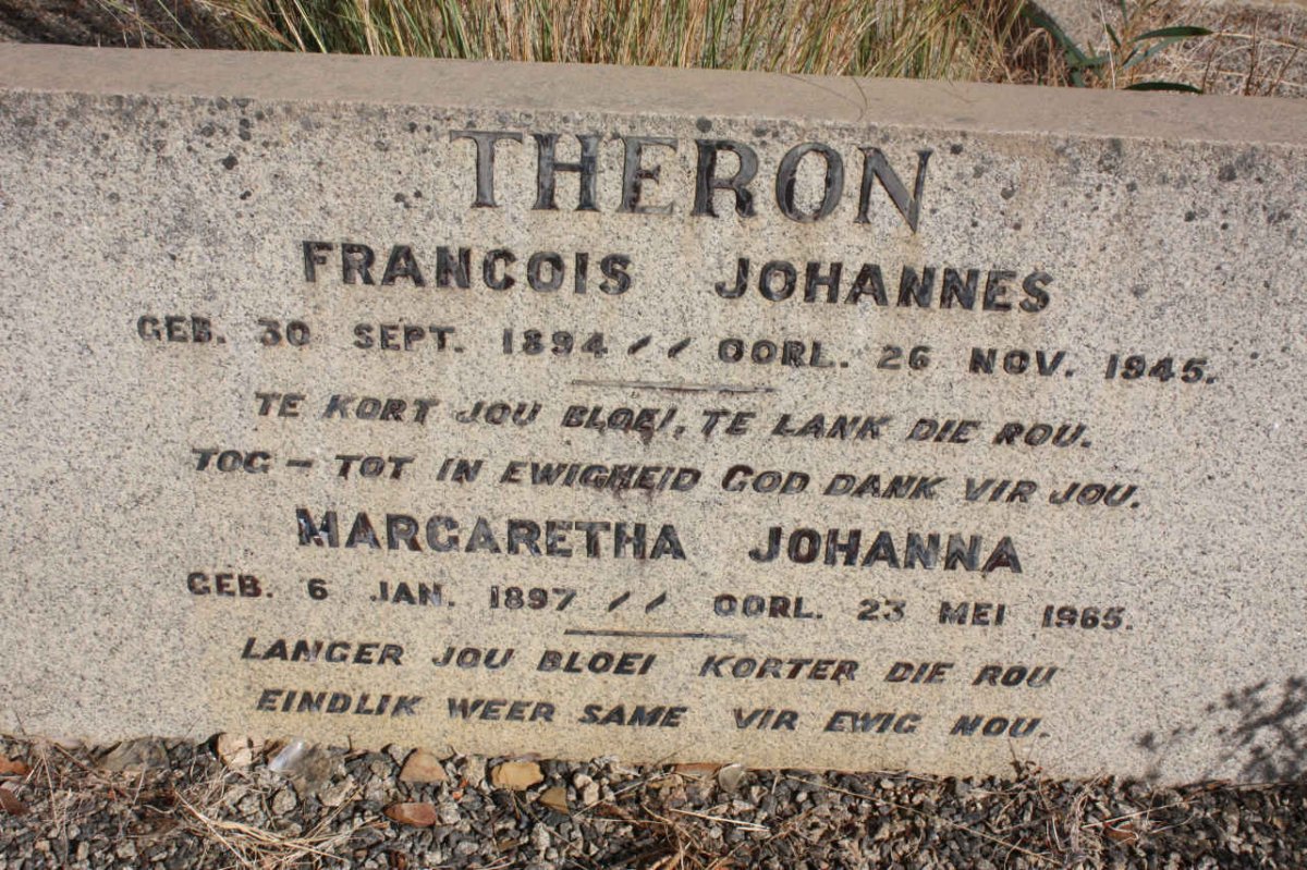 THERON Francois Johannes 1894-1945 &amp; Margaretha Johanna 1897-1965