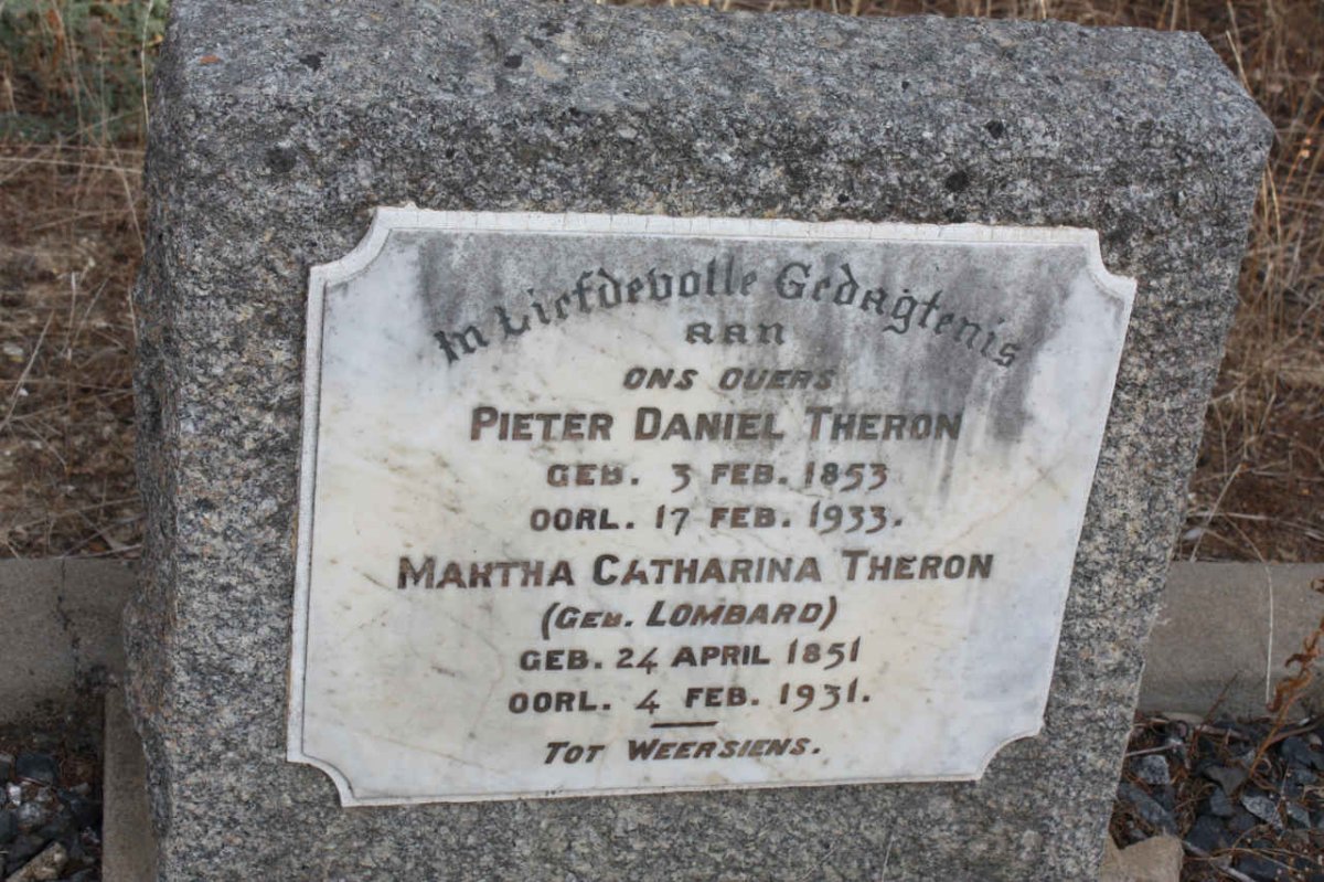 THERON Pieter Daniel 1853-1933 &amp; Martha Catharina LOMBARD 1851-1931