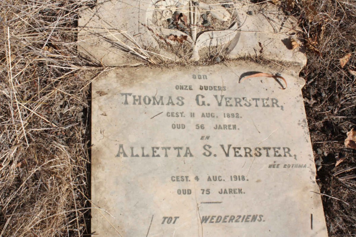VERSTER Thomas G. -1892 &amp; Alletta S. -1918