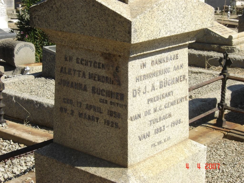BUCHNER Aletta Hendrina Johanna nee DU TOIT 1850-1925