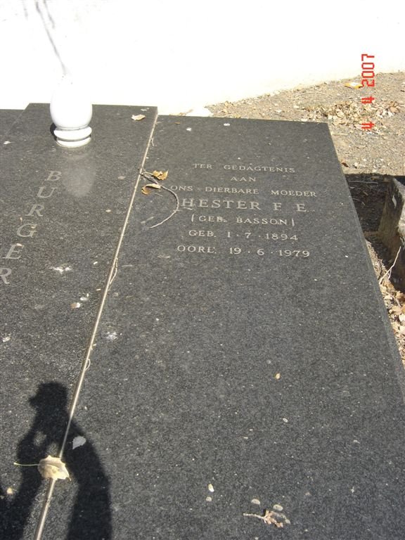 BURGER Hester F.E. nee BASSON 1894-1979
