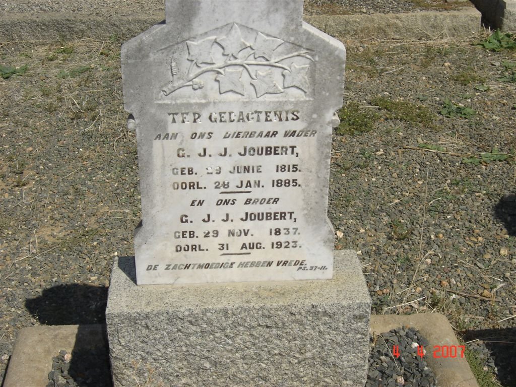 JOUBERT G.J.J. 1815-1885, G.J.J. JOUBERT 1837-1923