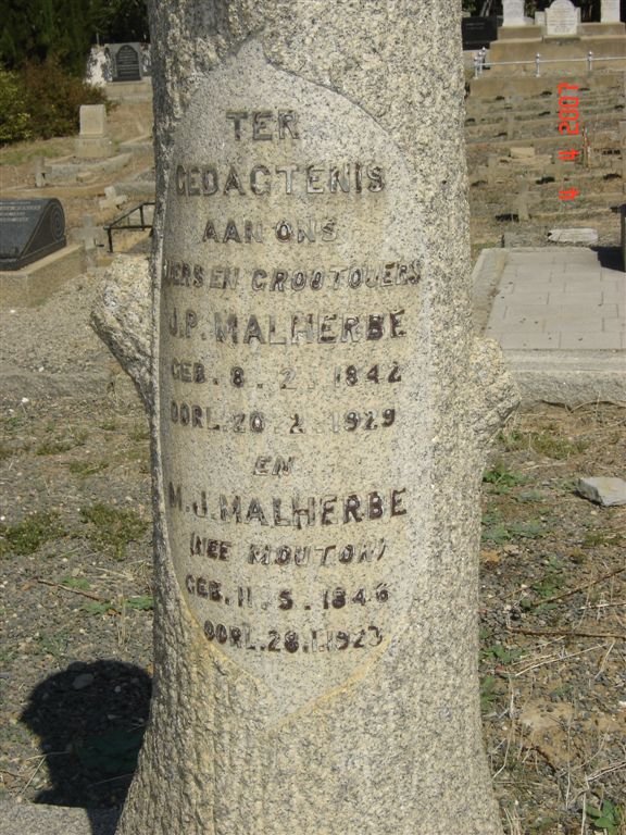 MALHERBE J.P. 1842-1929 &amp; M.J. MOUTON 1846-1923