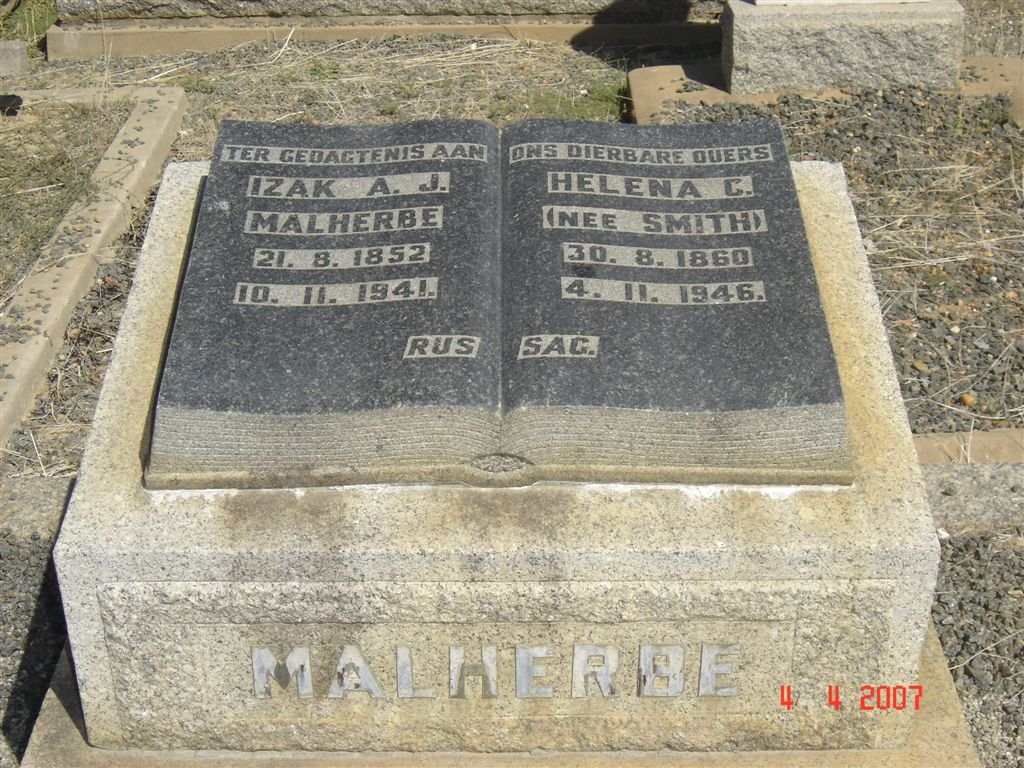 MALHERBE Izak A.J. 1852-1941 &amp; Helena C. SMITH 1860-1946