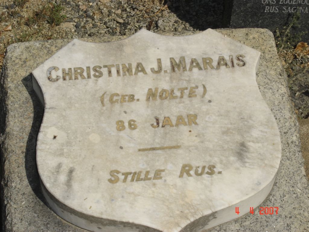 MARAIS Christina J. nee NOLTE
