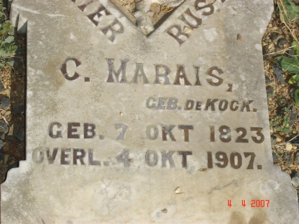 MARAIS C. nee DE KOCK 1823-1907